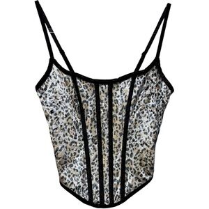 NWT Victoria’s Secret Velvety Leopard Print Corset Bustier Bra‎ Top Medium